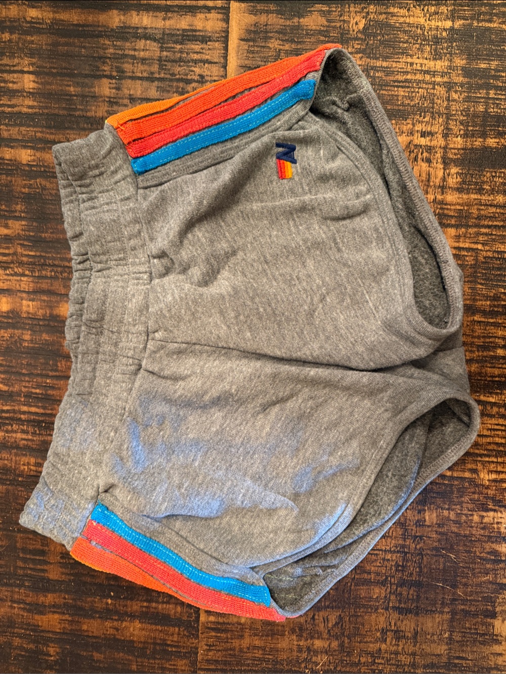 Aviator Nation Grey Athletic Shorts with Orange and Blue Side Stripes